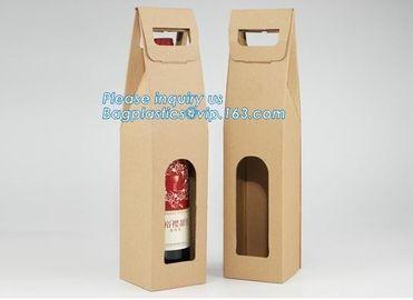 Bottle Bag Present Wine Bottle Gift Decorative Paper Bags with metal handle,Wine Packing Kraft Paper Bag with Twist Hand supplier