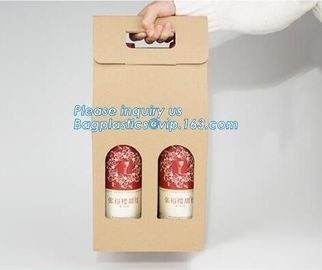 Bottle Bag Present Wine Bottle Gift Decorative Paper Bags with metal handle,Wine Packing Kraft Paper Bag with Twist Hand supplier