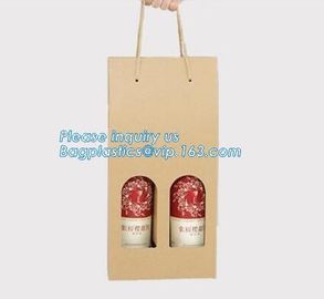 Bottle Bag Present Wine Bottle Gift Decorative Paper Bags with metal handle,Wine Packing Kraft Paper Bag with Twist Hand supplier