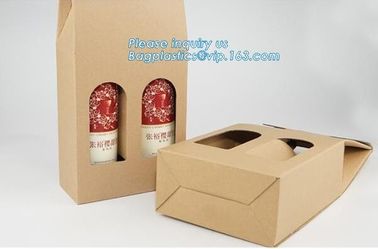 Bottle Bag Present Wine Bottle Gift Decorative Paper Bags with metal handle,Wine Packing Kraft Paper Bag with Twist Hand supplier