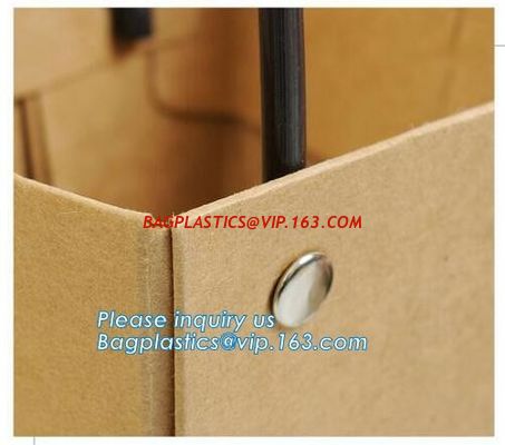 Promotional printing brown paper fresh flower carrier waterproof kraft paper bags with handle,Flower carrier paper bag supplier
