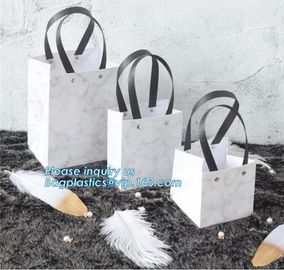 Customized Brown Kraft flower Paper Shopping Bag with Logo and Ribbon handle,Printing Branded Storage Flower Gift Paper supplier