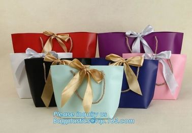 pink small christmas gift packaging paper bags with cotton ribbon twisted handle,Paper material Brown Shopping Bag With supplier