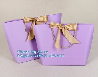 pink small christmas gift packaging paper bags with cotton ribbon twisted handle,Paper material Brown Shopping Bag With supplier