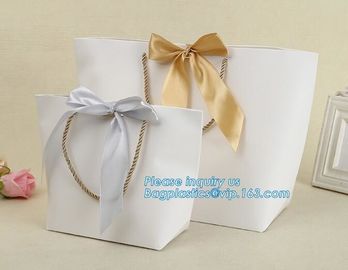 pink small christmas gift packaging paper bags with cotton ribbon twisted handle,Paper material Brown Shopping Bag With supplier