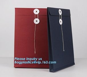 Kraft Paper Envelope with Customized logo hot foil stamping,design A4 A5 A6 paper kraft gift brown envelope with string supplier