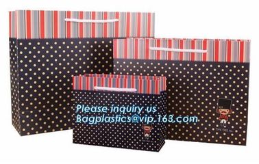 Luxury Customize Black embossed Logo full color Print made by 250gsm C1S Art Gift Shopping Paper Bag With Ribbon Bow Han supplier