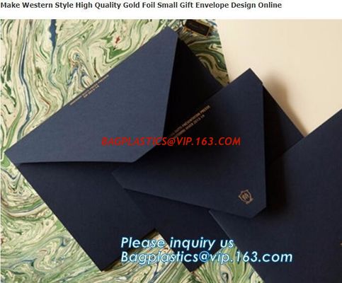 MAKE western style high quality gold foil gift envelope Matt black card paper envelope in A4 A5 B5 C5 C6 A3 size with cu supplier