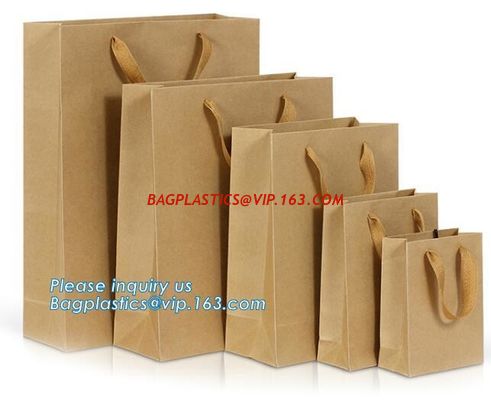 Customized made cheap paper twisted handles white kraft paper bags,wine paper bag with handle wholesale bagplastics pack supplier