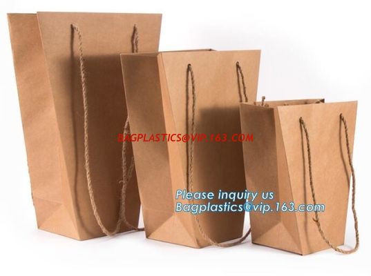Flower carrier bag with different color customized pot plants kraft paper bag with handle,stamping logo fancy paper flow supplier