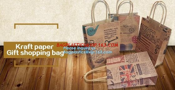 Flower carrier bag with different color customized pot plants kraft paper bag with handle,stamping logo fancy paper flow supplier