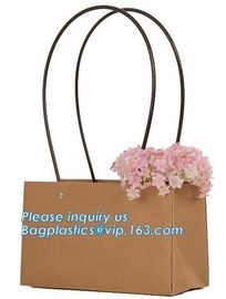 Wholesale Custom Printed Logo Decoration Gift Flower Kraft Paper Bag,wedding flower packing kraft paper bag bagease pack supplier