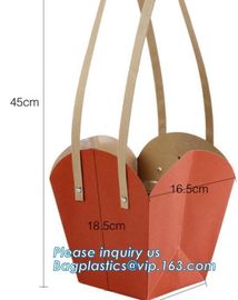 flower carrier bag cheap brown paper flower bag handle bag,Portable Bouquet Flower Carrier Gift Packing Paper Bag bageas supplier