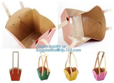 flower carrier bag cheap brown paper flower bag handle bag,Portable Bouquet Flower Carrier Gift Packing Paper Bag bageas supplier