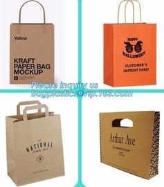 Wholesale fancy white kraft paper clothing packaging bag with logo printing,Online order paper material carrier bag shop supplier