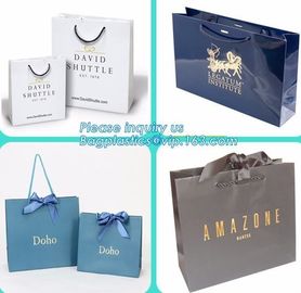 Wholesale fancy white kraft paper clothing packaging bag with logo printing,Online order paper material carrier bag shop supplier