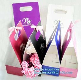 Free Design!! Free Sample!!! flower carrier bag transparent window paper bag valentine's gift clear window bags sample f supplier