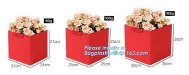 flower carrier bag for gift, paper bag for carry flower,Waterproof white Kraft paper flower bag for packing with ribbon supplier