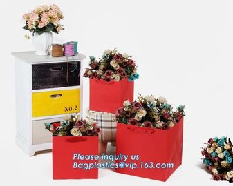 flower carrier bag for gift, paper bag for carry flower,Waterproof white Kraft paper flower bag for packing with ribbon supplier