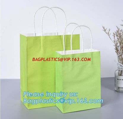 Design Luxury Brown Kraft Paper Shopping Bag With Handle,Customized Green Printed Paper Shopping Bag With Logo Custom supplier