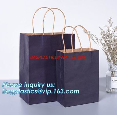 High Brightly Brown Kraft Paper Bag With Handle Custom Print Logo,Kraft Paper Shopping Bag with Logo bagplastics, bageas supplier