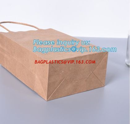 High Brightly Brown Kraft Paper Bag With Handle Custom Print Logo,Kraft Paper Shopping Bag with Logo bagplastics, bageas supplier