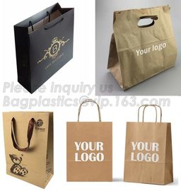 Customized Red Printed Kraft Paper Shopping Bag with Ribbon Handles and Bowknot,Kraft Paper Shopping Bag with Kinds off supplier