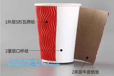 Custom Disposable Striped Paper Cup Ripple Wall Paper Coffee Cups,Printed Disposable Coffee Paper Cup with Lid PACKAGE supplier