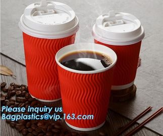 Custom Disposable Striped Paper Cup Ripple Wall Paper Coffee Cups,Printed Disposable Coffee Paper Cup with Lid PACKAGE supplier