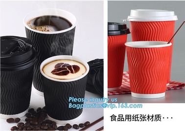 Custom Disposable Striped Paper Cup Ripple Wall Paper Coffee Cups,Printed Disposable Coffee Paper Cup with Lid PACKAGE supplier