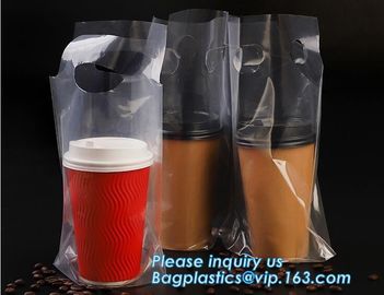 Disposable cup carrier bag, carry bag, cup handle bag, handy bag, die cut bag, handle carry bag, grocery bag, bakery pac supplier