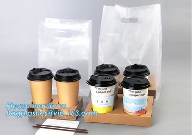 Disposable cup carrier bag, carry bag, cup handle bag, handy bag, die cut bag, handle carry bag, grocery bag, bakery pac supplier