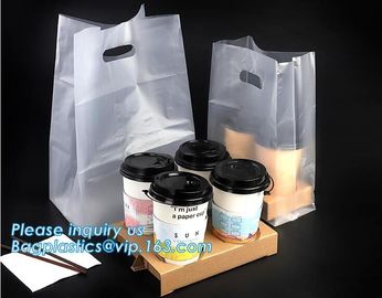 Disposable cup carrier bag, carry bag, cup handle bag, handy bag, die cut bag, handle carry bag, grocery bag, bakery pac supplier