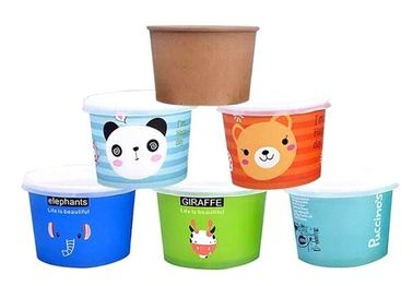 Gelato Paper Cup Icecream Paper Cup With Lids,4oz paper ice cream single serving cups,Logo Printed Disposable Icecream P supplier