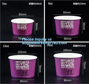 A series of custom logo printed double PE coated icecream paper cup with lid from Wuhan manufacturer bagplastics bagease supplier