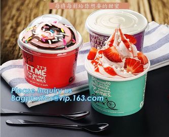 A series of custom logo printed double PE coated icecream paper cup with lid from Wuhan manufacturer bagplastics bagease supplier