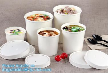 Disposable paper hot soup cup with paper flat lid,microwaveable deli container disposable plastic hot soup cups bagease supplier