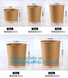 Custom printed disposable hot soup bowls, kraft paper soup cup,16oz Custom logo printed disposable kraft paper soup cup supplier