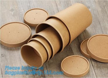 Disposable kraft paper soup cup_Double wall disposable hot coffee kraft paper soup cup_Easy Take away cups lid spoon supplier