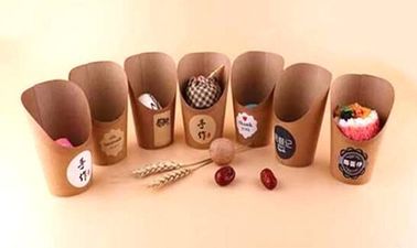 Wholesale Healthy Eco-friendly Cone shape french fries packaging box Food grade lamination craft paper Chicken popcorn b supplier