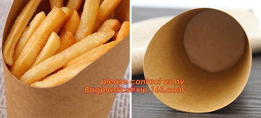 Wholesale Healthy Eco-friendly Cone shape french fries packaging box Food grade lamination craft paper Chicken popcorn b supplier