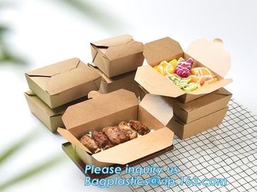 Kraft Paper Lunch Box Disposable Salad Box Food takeaway Packaging Box,supply brown kraft paper lunch box with clear win supplier