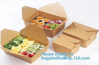 Kraft Paper Lunch Box Disposable Salad Box Food takeaway Packaging Box,supply brown kraft paper lunch box with clear win supplier