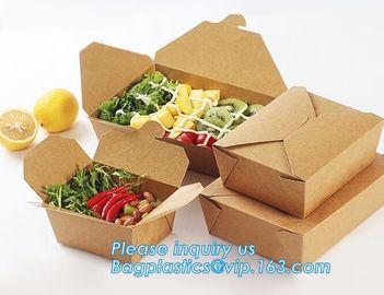 Kraft Paper Lunch Box Disposable Salad Box Food takeaway Packaging Box,supply brown kraft paper lunch box with clear win supplier