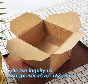 Kraft Paper Lunch Box Disposable Salad Box Food takeaway Packaging Box,supply brown kraft paper lunch box with clear win supplier