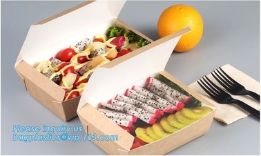 custom kraft paper lunch food cake gift packaging box with lid,Disposable custom printed kraft paper big fast food packa supplier