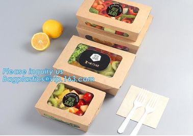 custom kraft paper lunch food cake gift packaging box with lid,Disposable custom printed kraft paper big fast food packa supplier