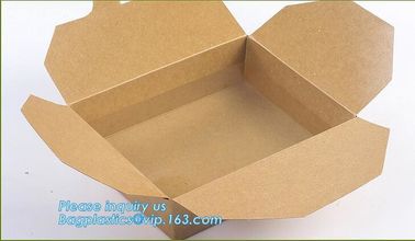 High Quality Custom PE Coated Disposable Kraft Paper Lunch Box,Rectangle Folding Take Away Boxes/Lunch Box/Kraft Paper F supplier