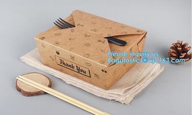 High Quality Custom PE Coated Disposable Kraft Paper Lunch Box,Rectangle Folding Take Away Boxes/Lunch Box/Kraft Paper F supplier