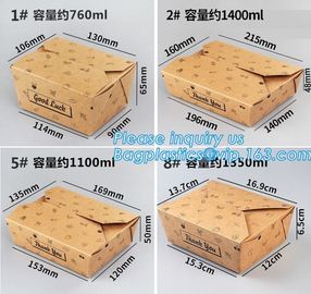 High Quality Custom PE Coated Disposable Kraft Paper Lunch Box,Rectangle Folding Take Away Boxes/Lunch Box/Kraft Paper F supplier